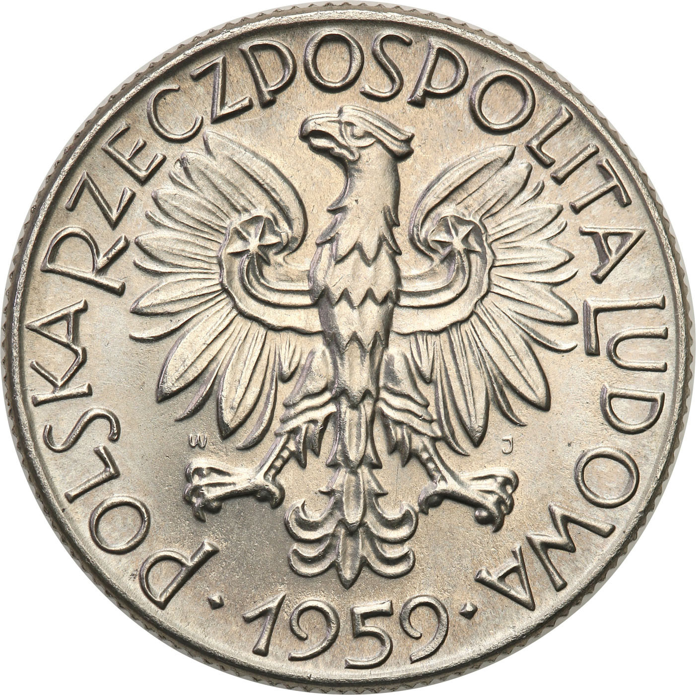 PRL. PRÓBA Nikiel 5 złotych 1959 Rybak – Rzadkie
